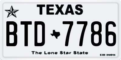 TX license plate BTD7786