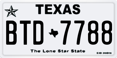 TX license plate BTD7788