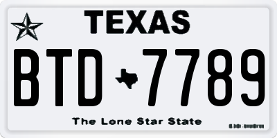 TX license plate BTD7789