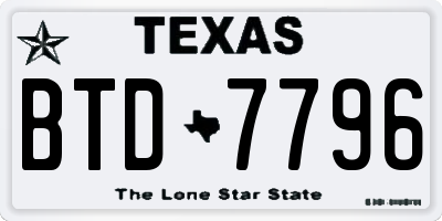 TX license plate BTD7796