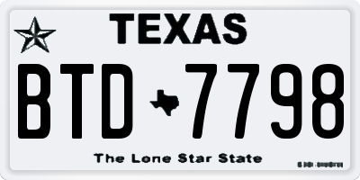 TX license plate BTD7798