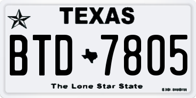 TX license plate BTD7805