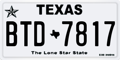 TX license plate BTD7817