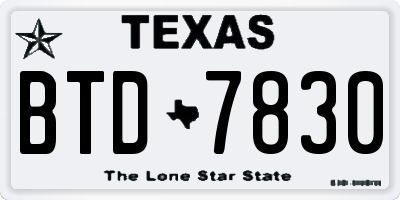 TX license plate BTD7830