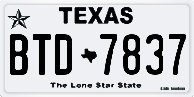 TX license plate BTD7837