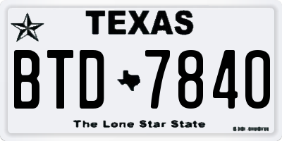 TX license plate BTD7840