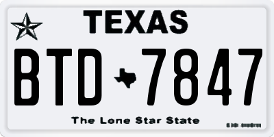 TX license plate BTD7847