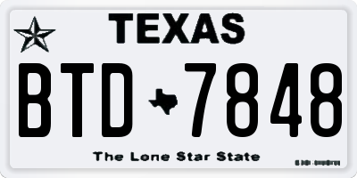 TX license plate BTD7848