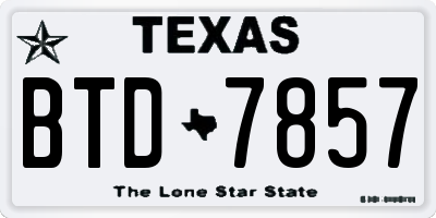 TX license plate BTD7857