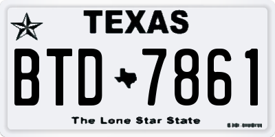 TX license plate BTD7861
