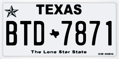 TX license plate BTD7871