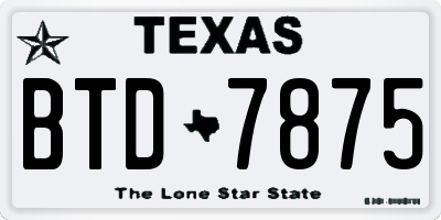 TX license plate BTD7875