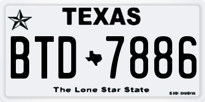 TX license plate BTD7886
