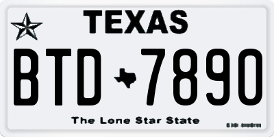 TX license plate BTD7890
