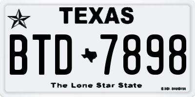 TX license plate BTD7898