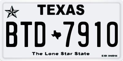 TX license plate BTD7910