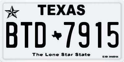 TX license plate BTD7915
