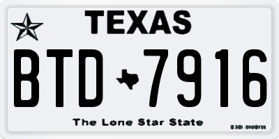 TX license plate BTD7916