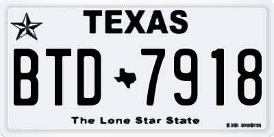TX license plate BTD7918