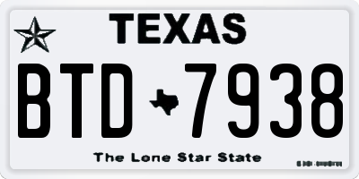 TX license plate BTD7938