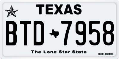 TX license plate BTD7958