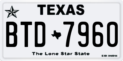 TX license plate BTD7960