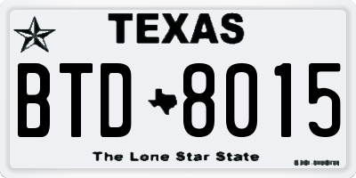 TX license plate BTD8015