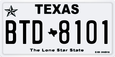 TX license plate BTD8101