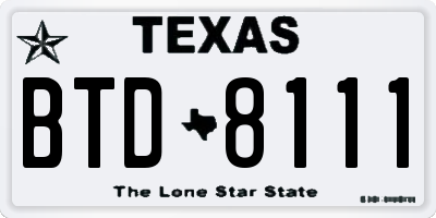TX license plate BTD8111