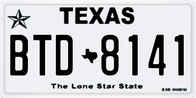 TX license plate BTD8141