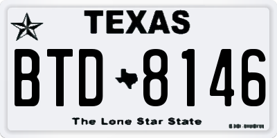TX license plate BTD8146
