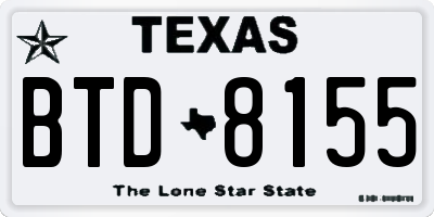 TX license plate BTD8155