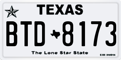 TX license plate BTD8173