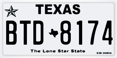 TX license plate BTD8174