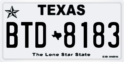 TX license plate BTD8183