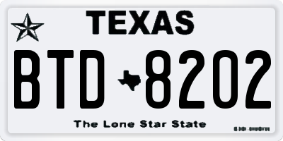 TX license plate BTD8202