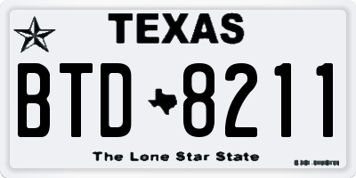 TX license plate BTD8211