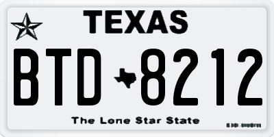 TX license plate BTD8212