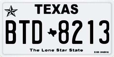 TX license plate BTD8213