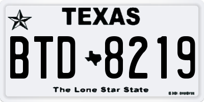 TX license plate BTD8219