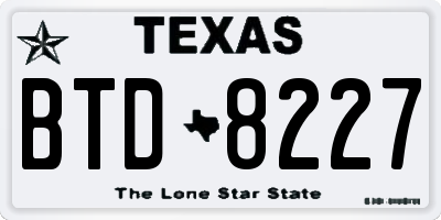 TX license plate BTD8227
