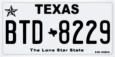 TX license plate BTD8229