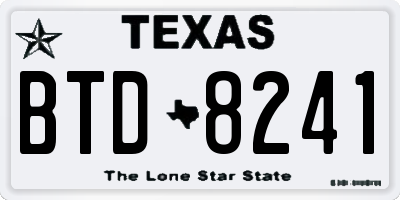 TX license plate BTD8241