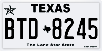 TX license plate BTD8245