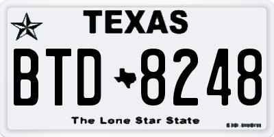 TX license plate BTD8248