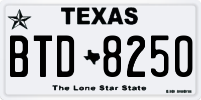 TX license plate BTD8250