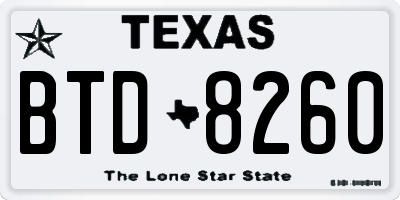 TX license plate BTD8260