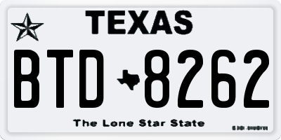 TX license plate BTD8262