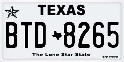 TX license plate BTD8265