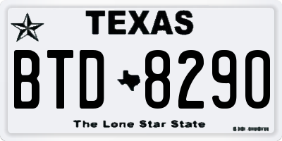 TX license plate BTD8290